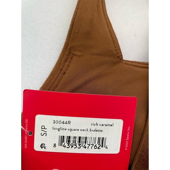 SPANX Women's Longline Square Neck Suede Bralette Rich Caramel Size Small Bra - Picture 5 of 5